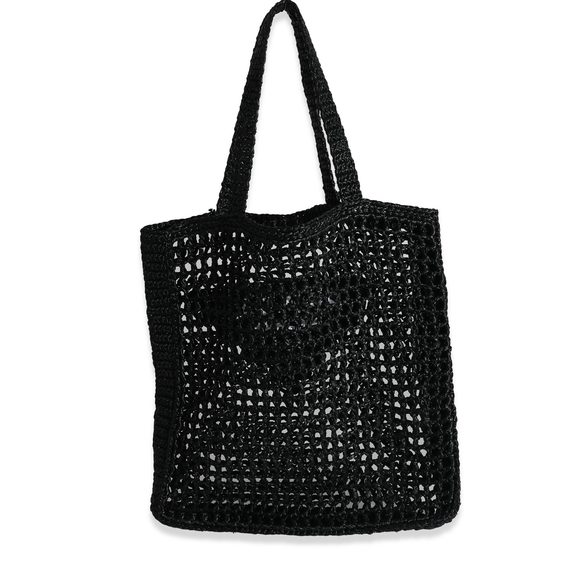 Prada Natural Black Raffia Logo Tote - Picture 5 of 8